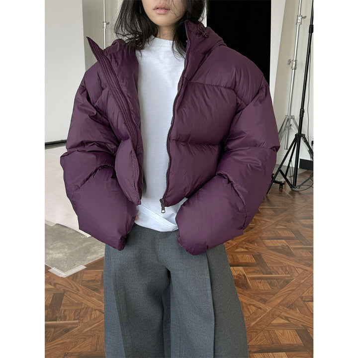 Women's short padded puffer jacket with hood and windproof outer shell Mune Fashion