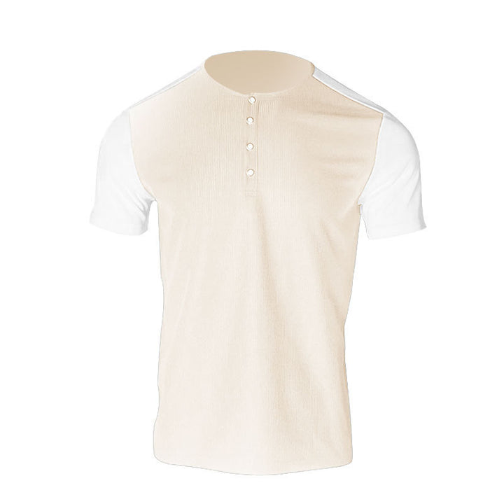 Men's short-sleeved Henley shirt with mid-length button placket and raglan sleeves Mune Fashion