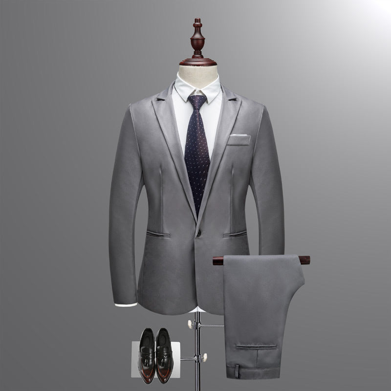 Men's slim two-piece suit set made of fine wool blend with narrow lapel Mune Fashion
