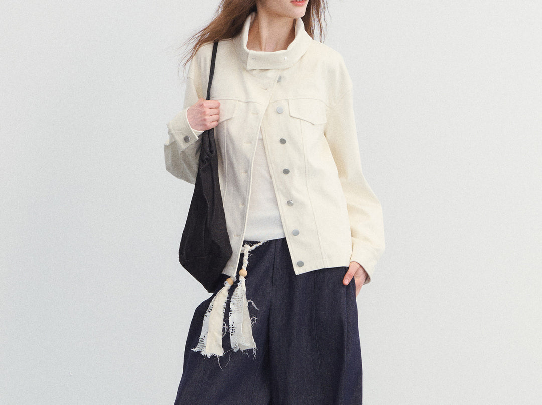 Women's Fashionable Transitional Jacket with High Neck Mune Fashion