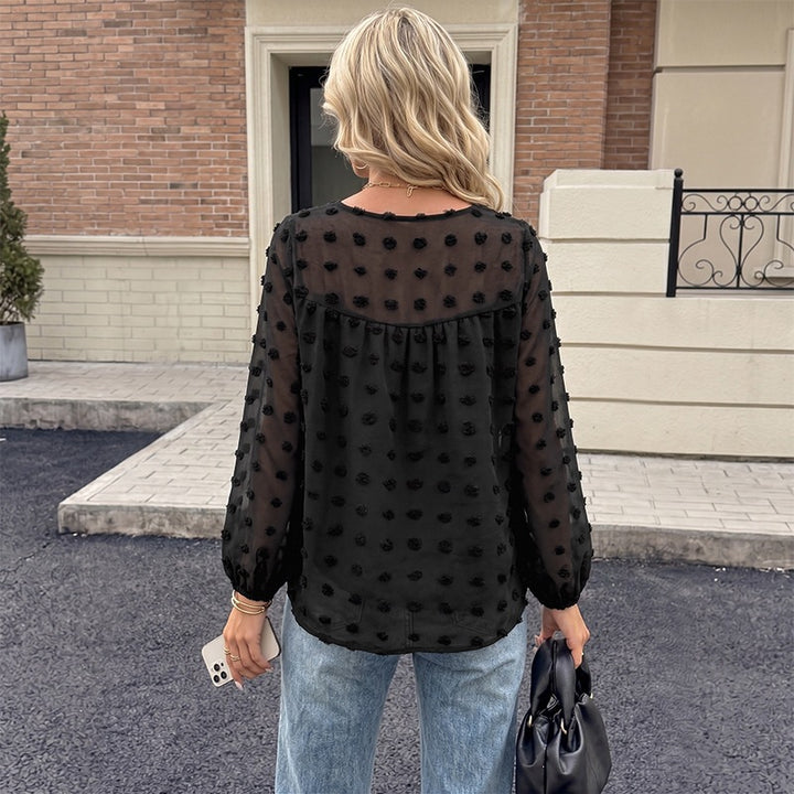 Women's Transparent Blouse with Ruffle Details Mune Fashion