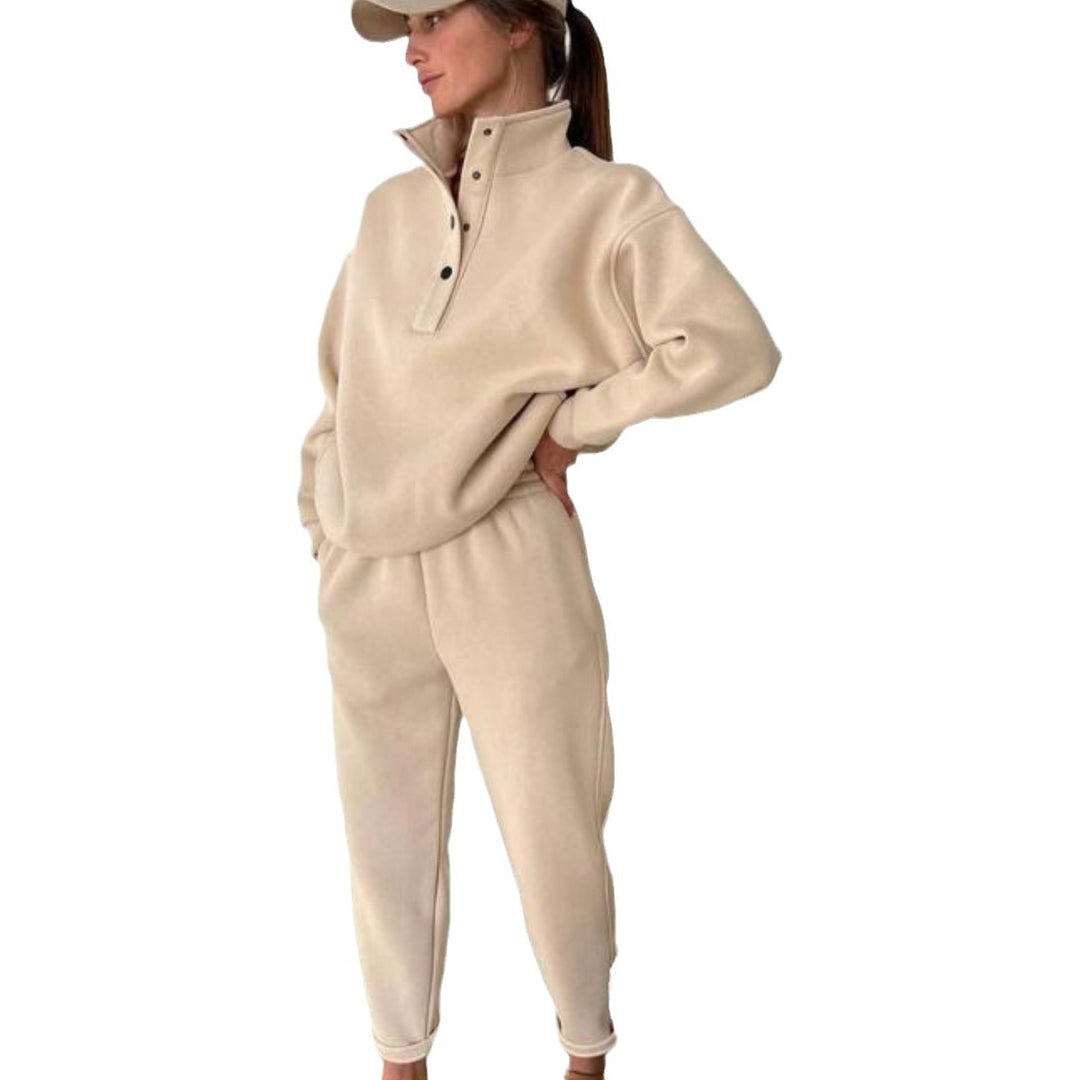 Women's cozy oversized fleece set with standing collar and jogger Mune Fashion