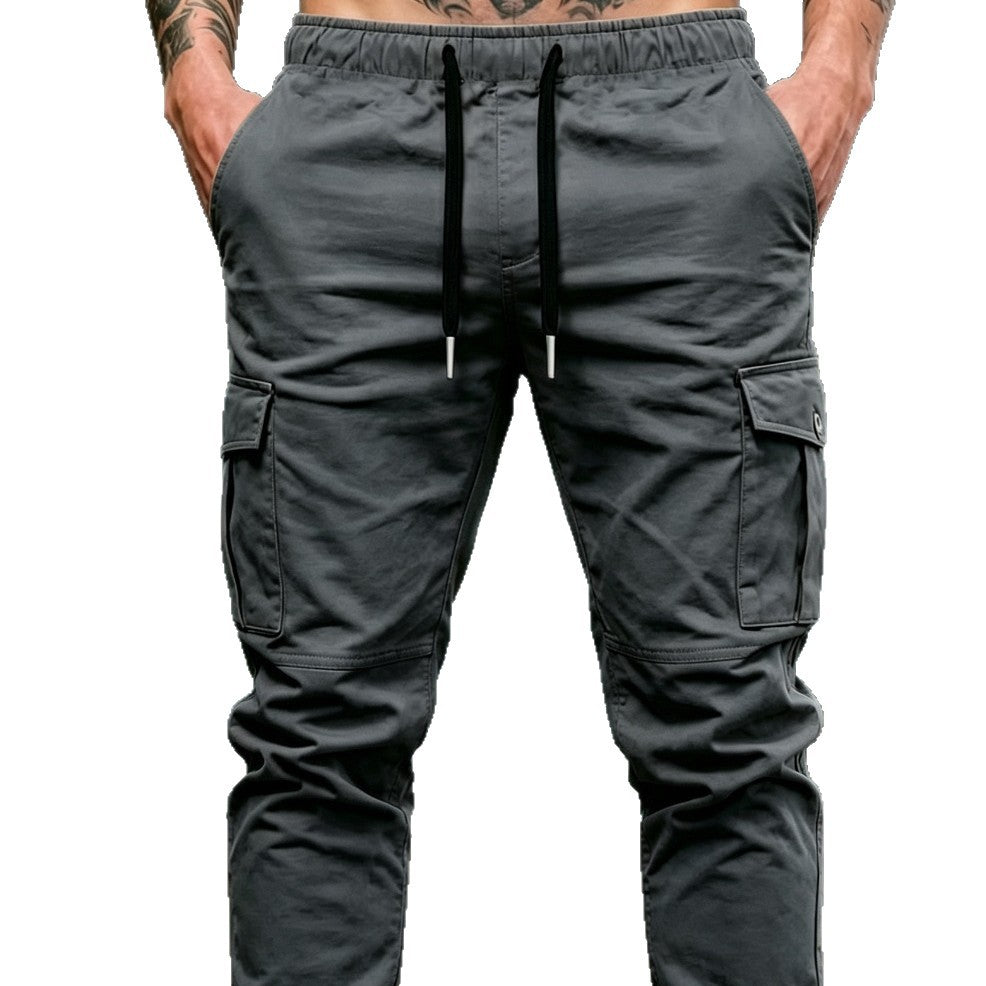 Men's Drawstring Cargo Pants in Jogger Style with Elastic Cuffs & Multiple Pockets Mune Fashion