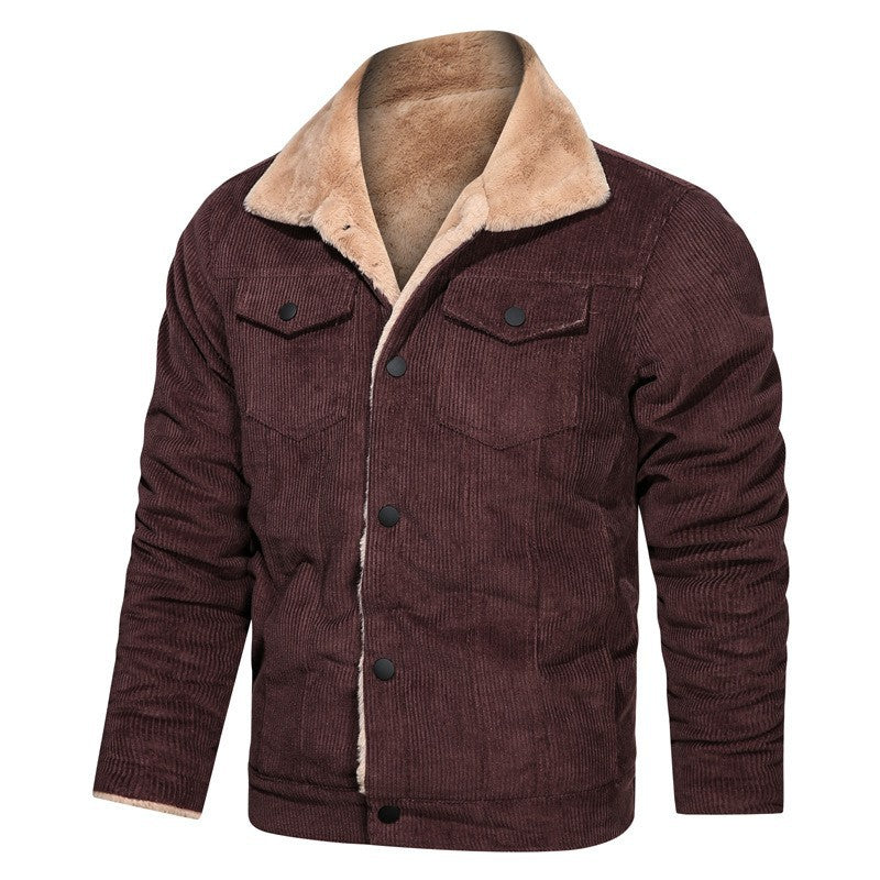 Men's cord jacket with teddy lining and snap button closure Mune Fashion