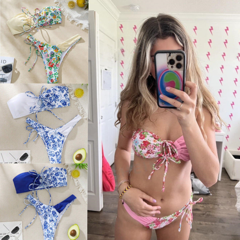 Women's bandeau bikini set with floral design Mune Fashion