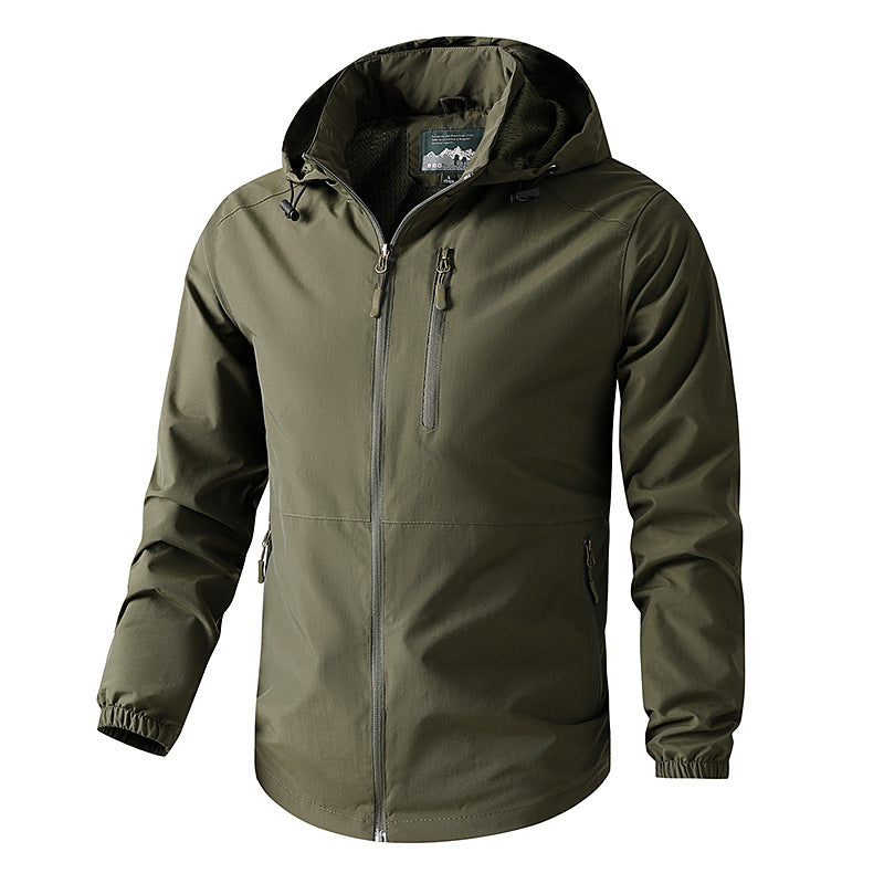 Men's Ultralight All-Weather Outdoor Jacket with Hood Breathable Mesh Lining and Zippered Pockets Mune Fashion