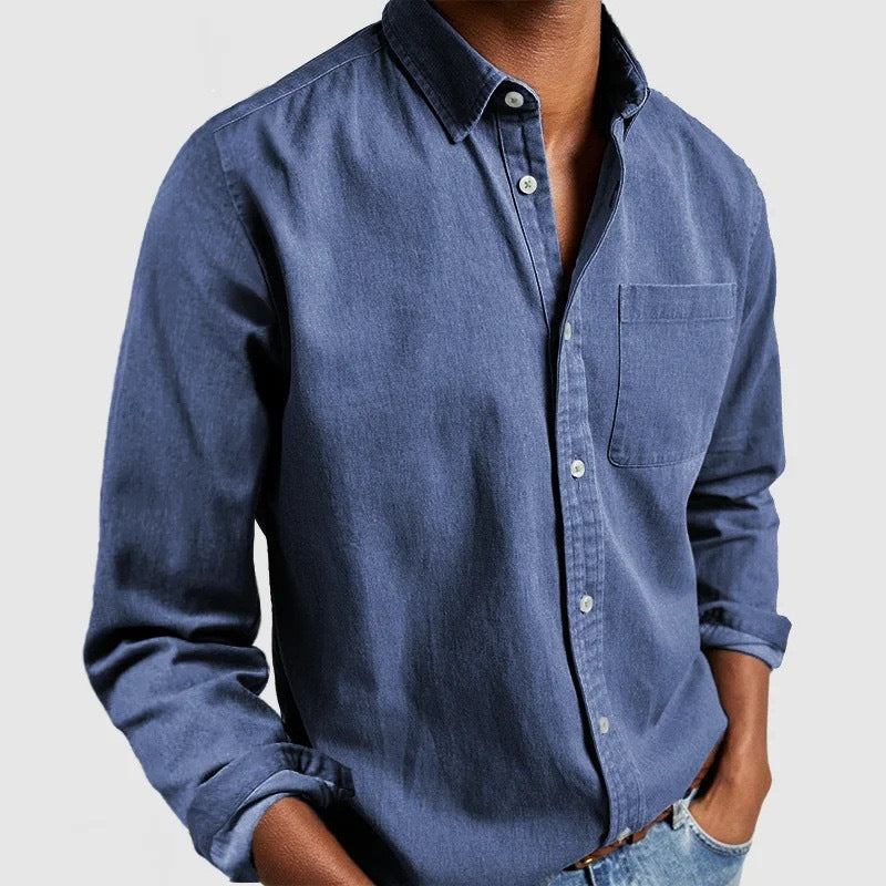 Men's casual cotton shirt with Kent collar, chest pocket, and regular fit Mune Fashion