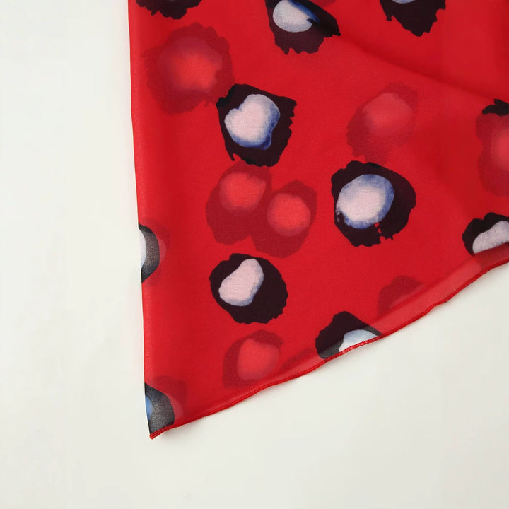 Women Semi-transparent Chiffon Blouse with Knot Scarf and Large Dot Print Mune Fashion