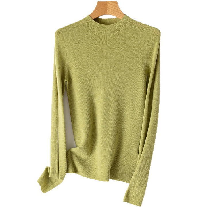 Women's Lightweight Fine Knit Sweater with Short Stand-Up Collar and Slim Silhouette Mune Fashion