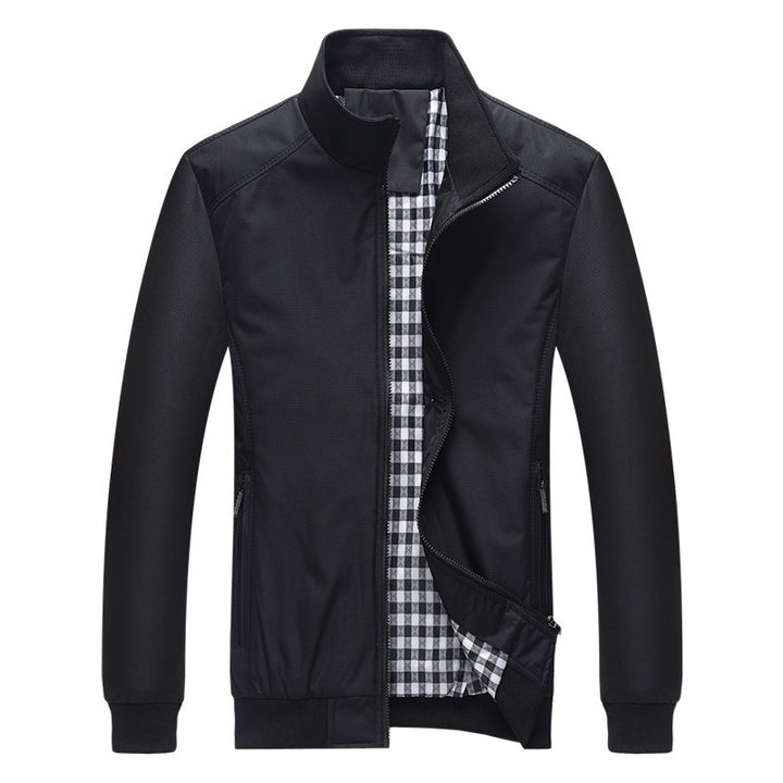 Men's lightweight wind and water-repellent blouson with stand-up collar, checkered inner lining, and zippered pockets Mune Fashion