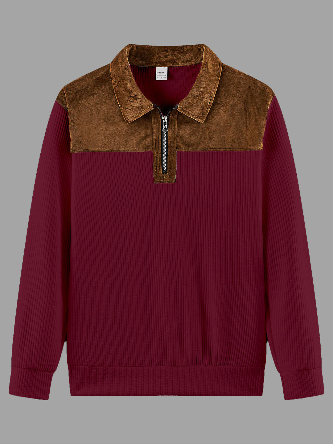 Unisex nan fine-structured knitted sweater with half zip collar and velvet trim Mune Fashion