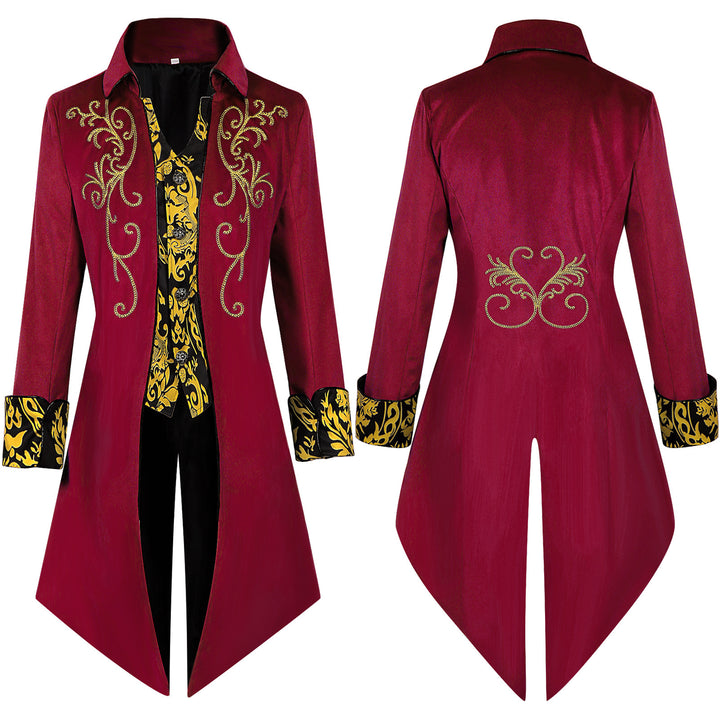 Men's embroidered tailcoat with swallowtail, embroidered lapel and ornamental cuff trim Mune Fashion