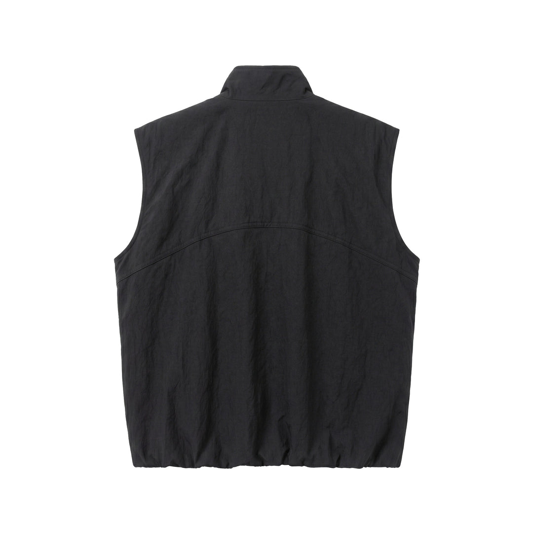 Men's utility vest with high stand-up collar, snap button placket and large patch pockets Mune Fashion