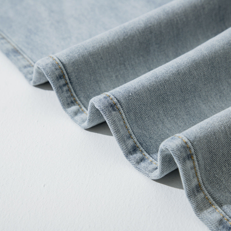 Damen Weite Straight‑Fit Jeans mit hohem Bund, umgeschlagenem Saum und leichter Vintage‑Waschung Mune Fashion
