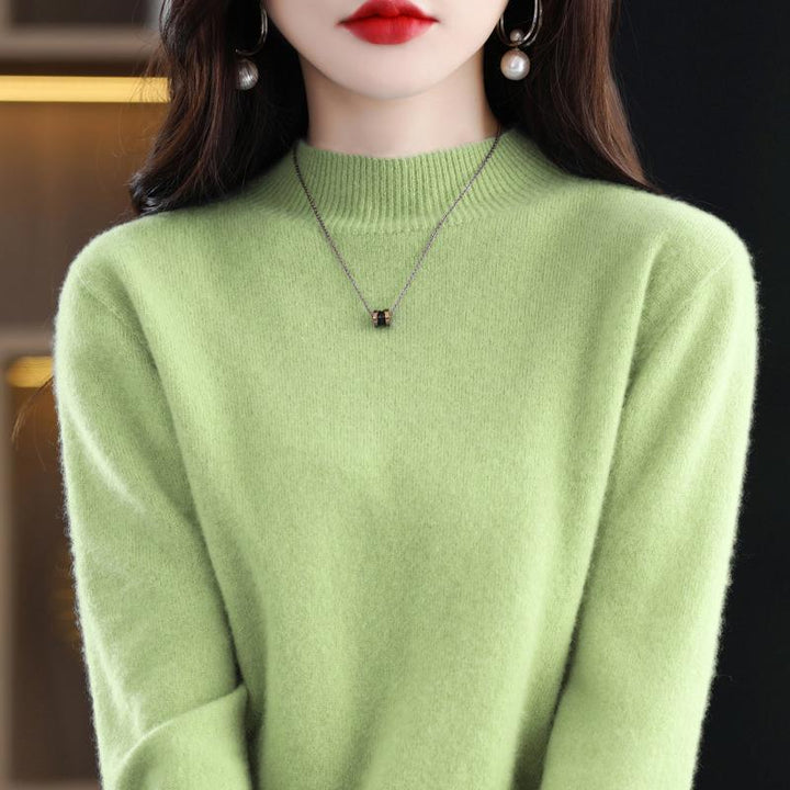 Women's Ultra-Light Mock Neck Fine Knit Sweater in Cashmere Look Mune Fashion