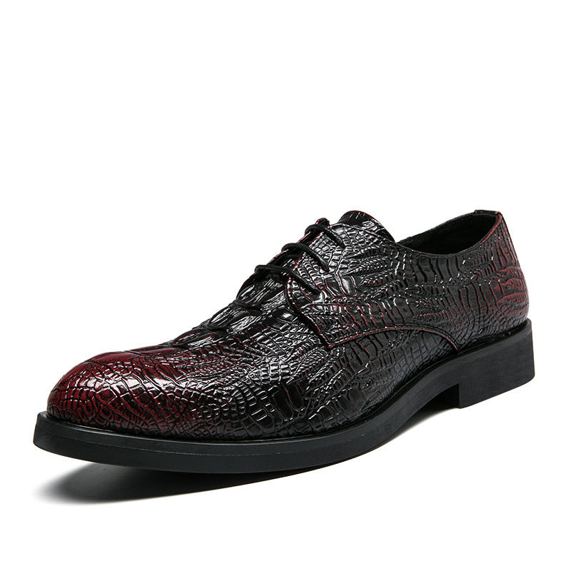 Men's elegant lace-up shoe in crocodile embossing look with padded comfort sole Mune Fashion