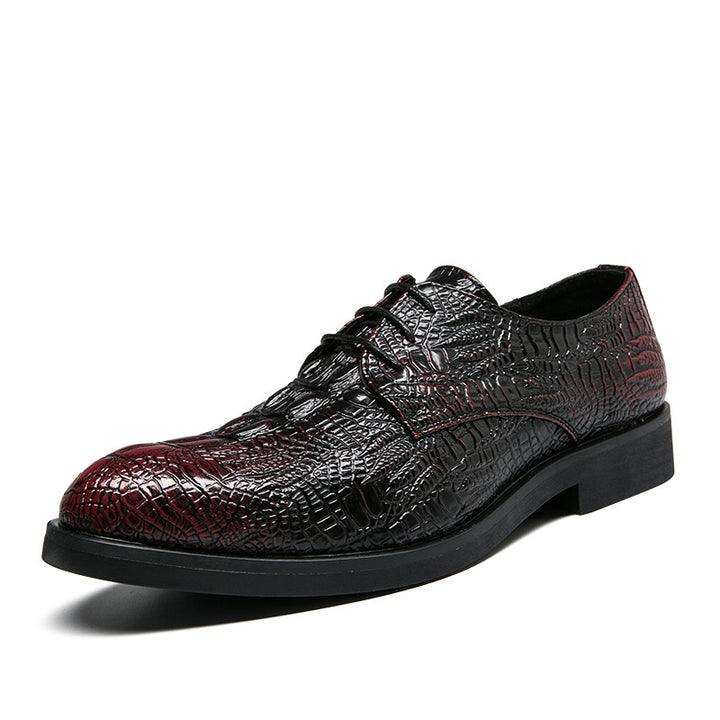 Men's elegant lace-up shoe in crocodile embossing look with padded comfort sole Mune Fashion