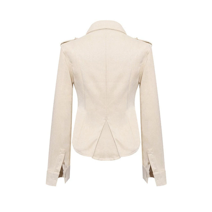 Ladies Military Velvet-Look Jacket with Epaulettes and Decorative Straps Mune Fashion