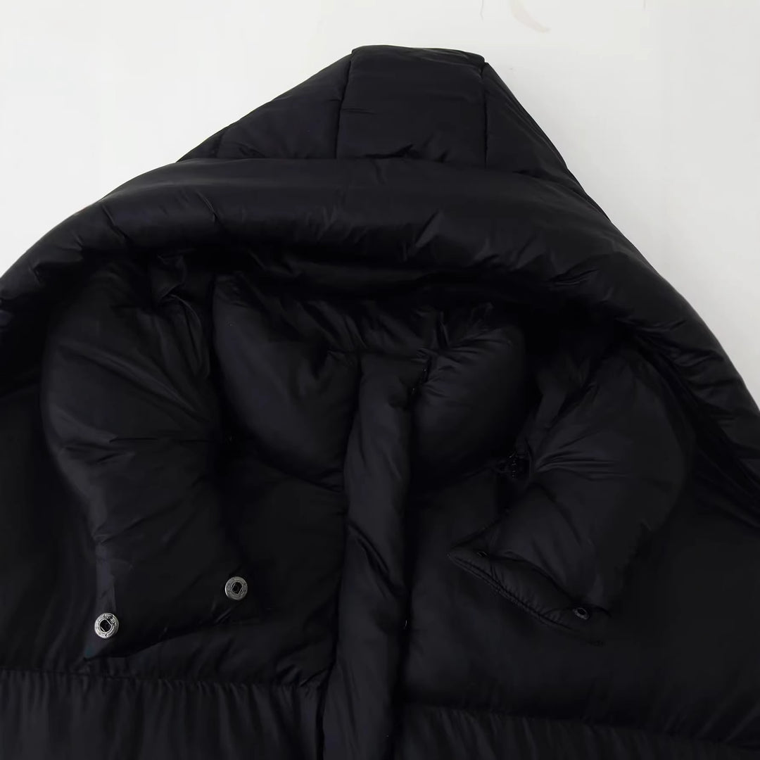 Women's oversized padded hooded quilted jacket with large patch flap pockets Mune Fashion