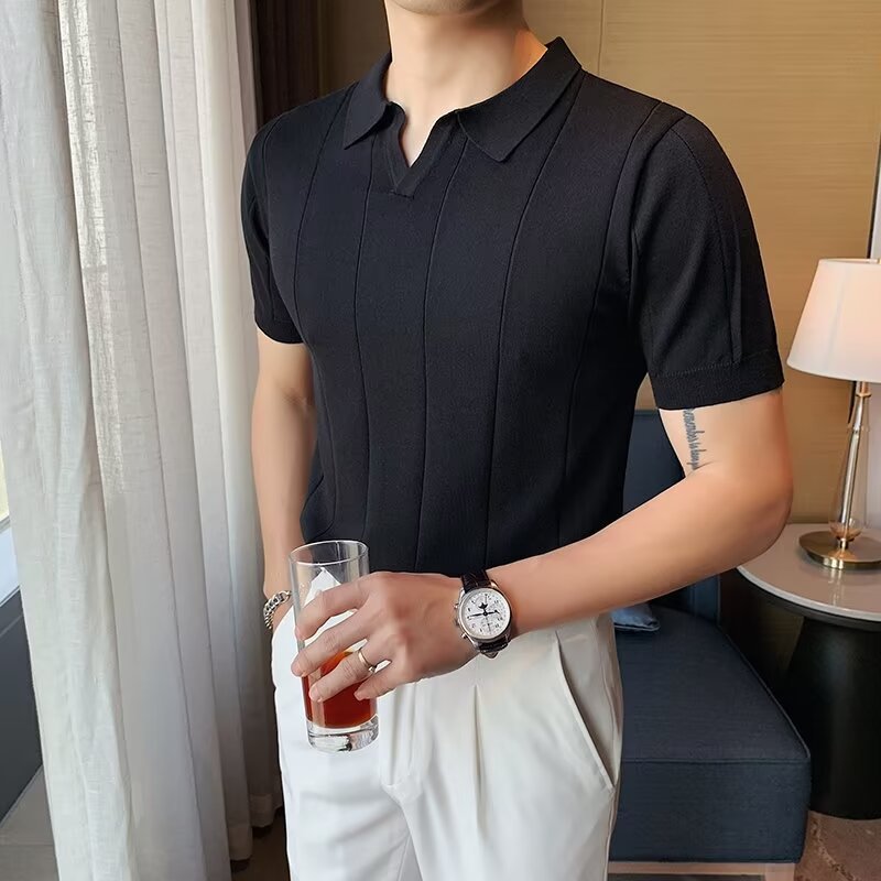 Men's Short Sleeve Polo Shirt with Textured Design Mune Fashion