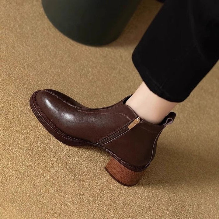 Ladies Elegant and Comfortable Ankle Boots with Zipper Mune Fashion