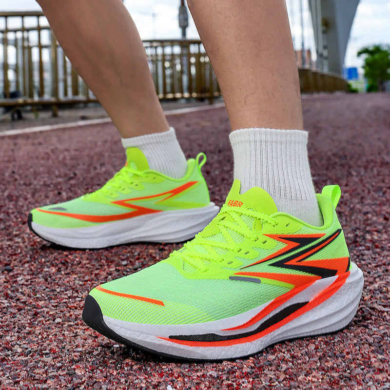 Unisex dynamic road running shoes with curved rocker midsole, reactive EVA cushioning and breathable knitted upper material Mune Fashion