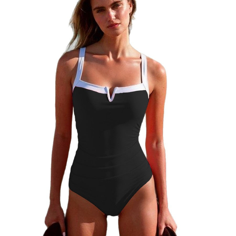 Women High-Quality Swimsuit with Fashionable V-Neck Mune Fashion
