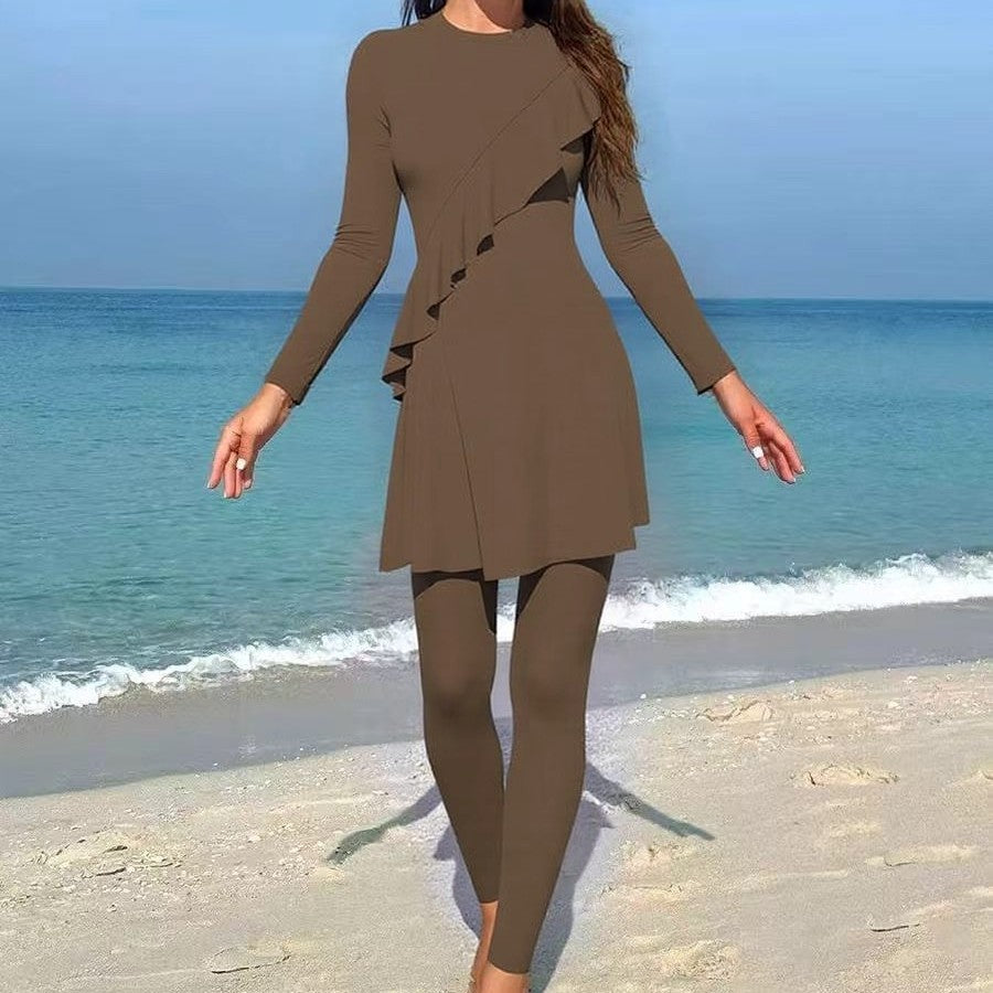 Ladies sporty swimsuit with wrap skirt Mune Fashion