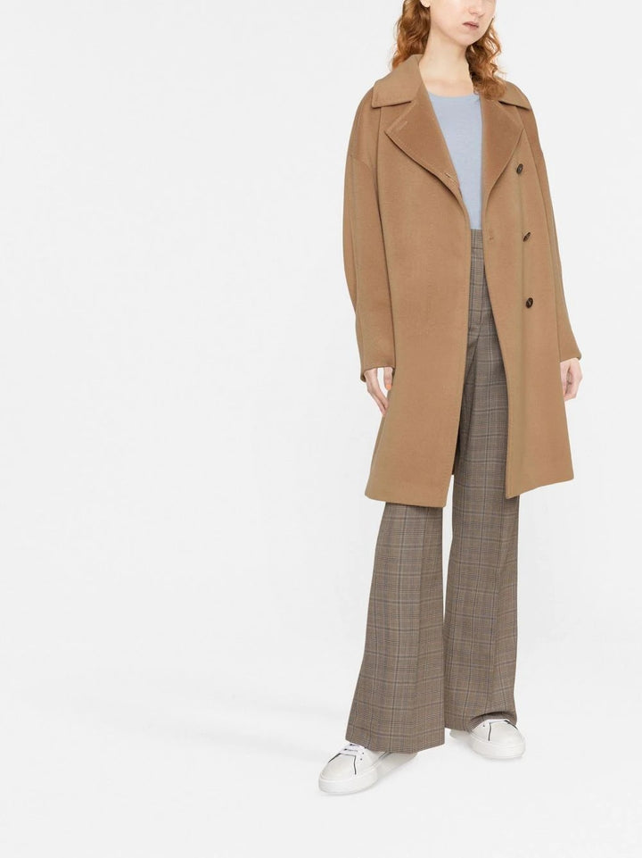 Ladies Oversize Wool Blend Coat with Dropped Shoulders and Minimalist Button Placket Mune Fashion