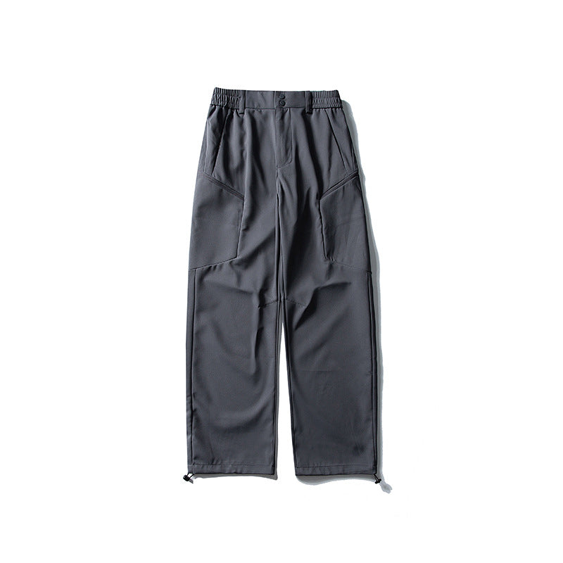 Men's Relaxed-Fit Utility Trekking Pants with Elastic Waistband, Segmented Knee Panels, and Drawstring Hem Mune Fashion