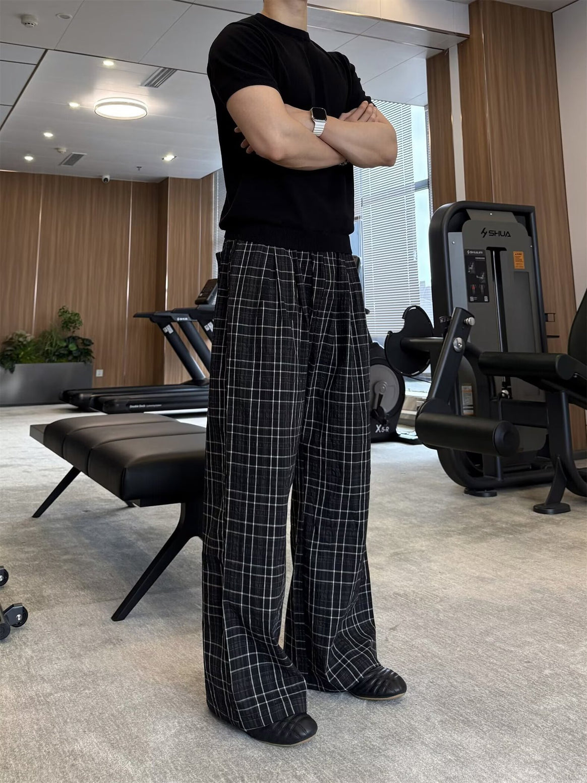 Men's Casual Carrot Pants with Creative Plaid Pattern Mune Fashion