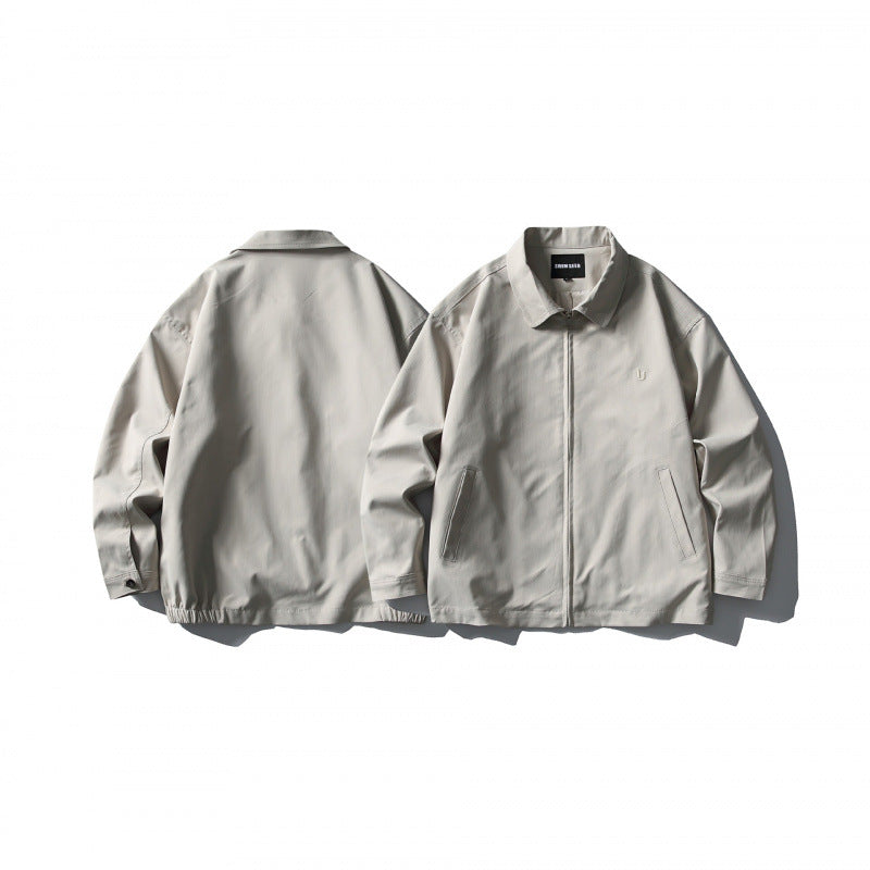 Men's Lightweight Boxy Zip Jacket with Shirt Collar and Angled Side Pockets Mune Fashion