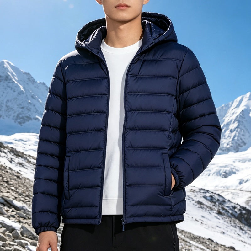 Men's padded lightweight hooded quilted jacket with thermal filling and full-length zipper Mune Fashion