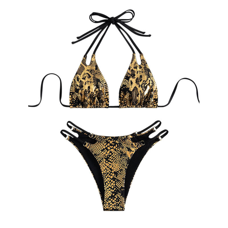 Women elegantly designed triangle bikini with extravagant snake motif Mune Fashion