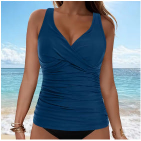 Ladies elegant wrap swim top with ruffles Mune Fashion