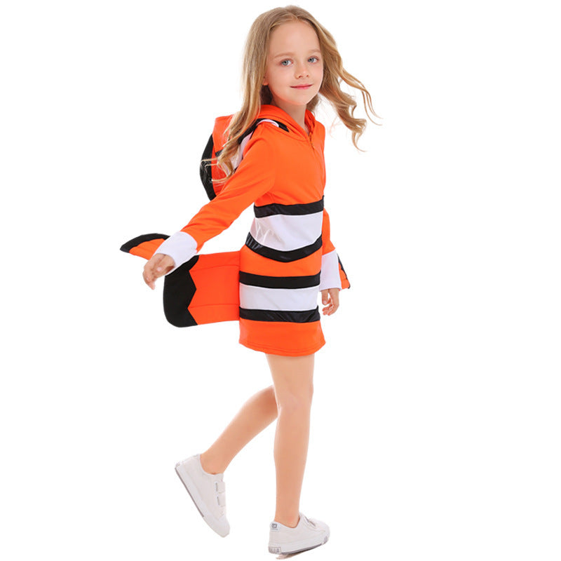 Ladies' animal costume in clownfish design with hood and colorful accents Mune Fashion