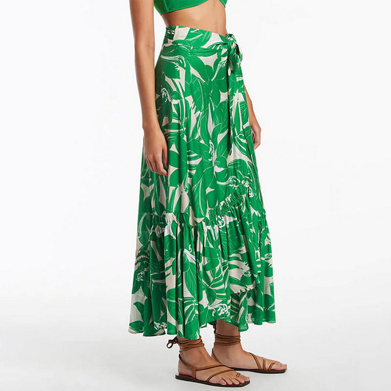 Women's swimsuit set with floral wrap skirt and stylish cut Mune Fashion