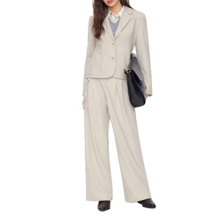 Women's Wide Pinstripe Pants with Wrap Waist Drune