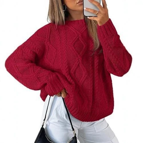 Women's chunky knit sweater in cable pattern with casual oversized cut Mune Fashion