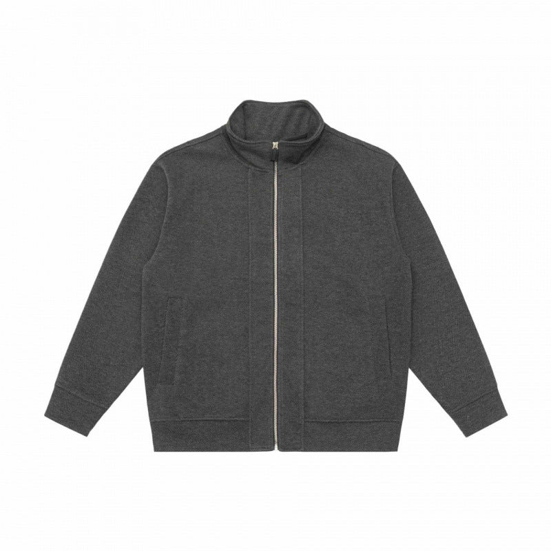 Unisex Boxy-Fleece-Zip Jacket with Stand-Up Collar and Inseam Pockets Mune Fashion