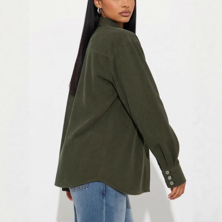 Women’s Cord Overshirt in Relaxed Fit with Patch Chest Pockets and Button Placket Mune Fashion