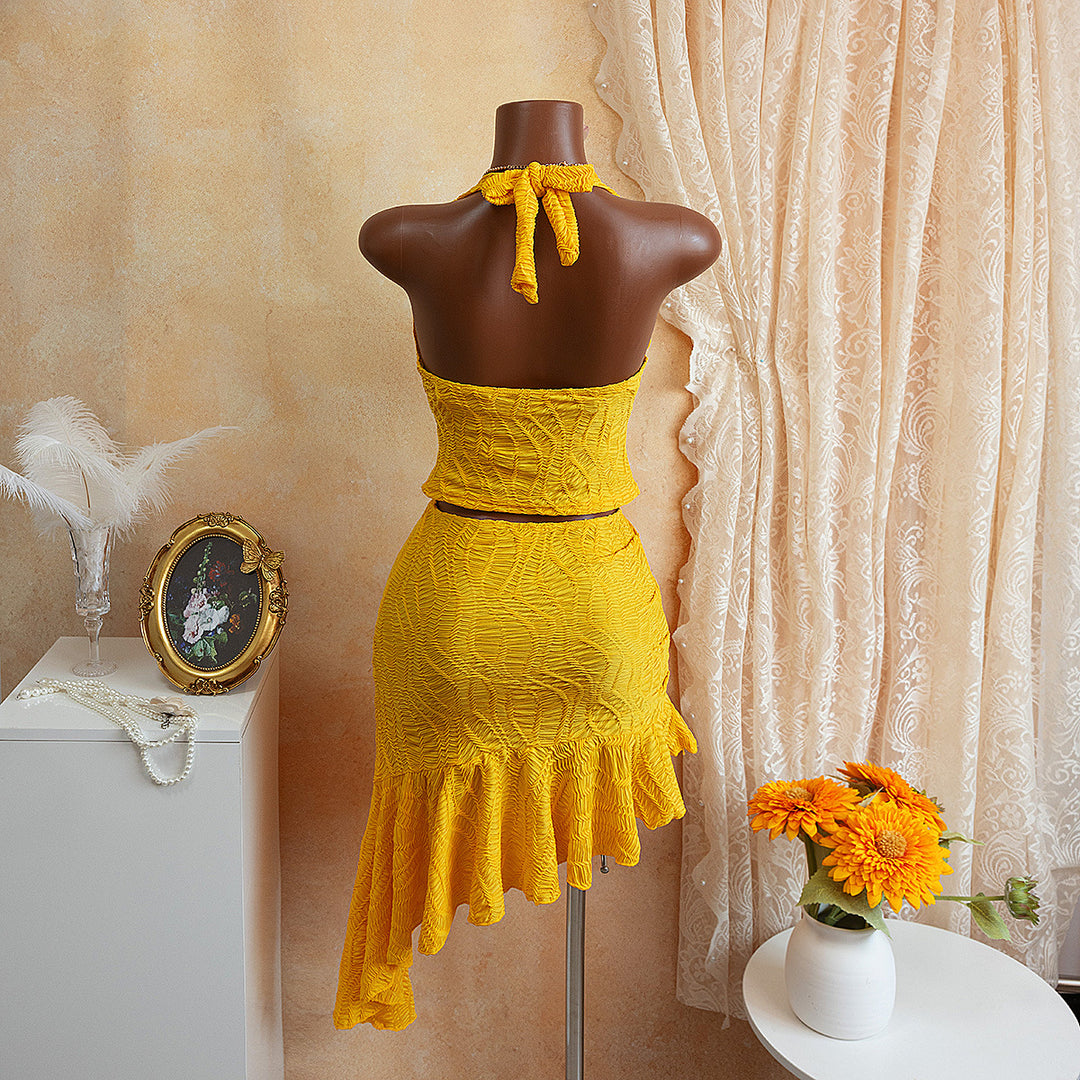 Women Neckholder Ruffle Dress Mune Fashion