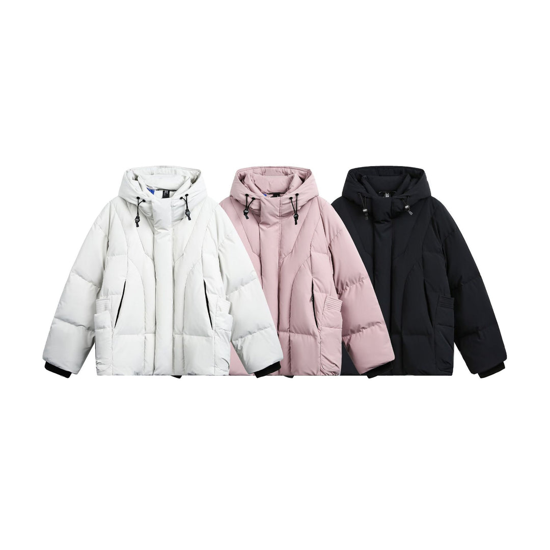 Ladies wide-cut padded parka with high collar, hood, and cargo pockets Mune Fashion