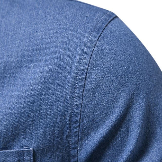 Men's narrow cut denim shirt with Kent collar and patch chest pockets Mune Fashion