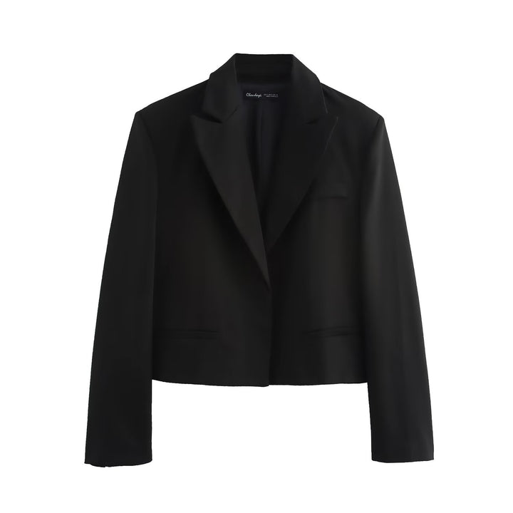 Women's Short Tailored Blazer with Notched Collar and Minimalist Silhouette Mune Fashion