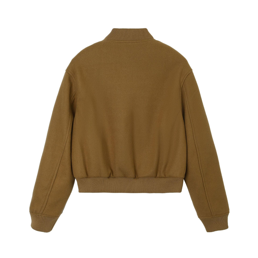 Women's short wool bomber jacket with patch pockets and ribbed cuffs Mune Fashion
