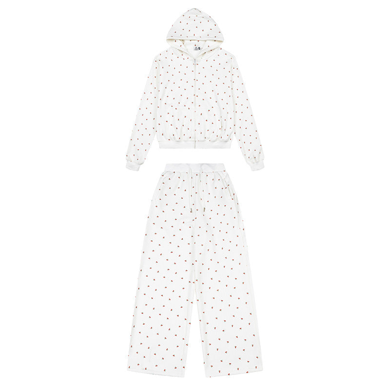 Women's Two-Piece Lounge Set with Hoodie Zip Jacket and Wide Sleep Pants Mune Fashion
