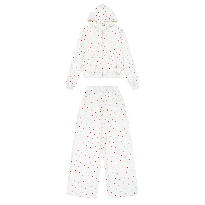 Women's Two-Piece Lounge Set with Hoodie Zip Jacket and Wide Sleep Pants Mune Fashion