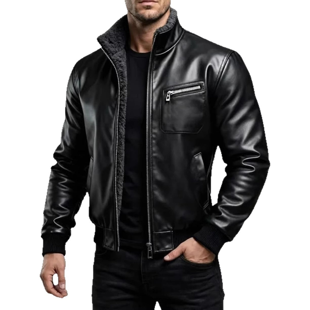 Men's leather jacket with lining