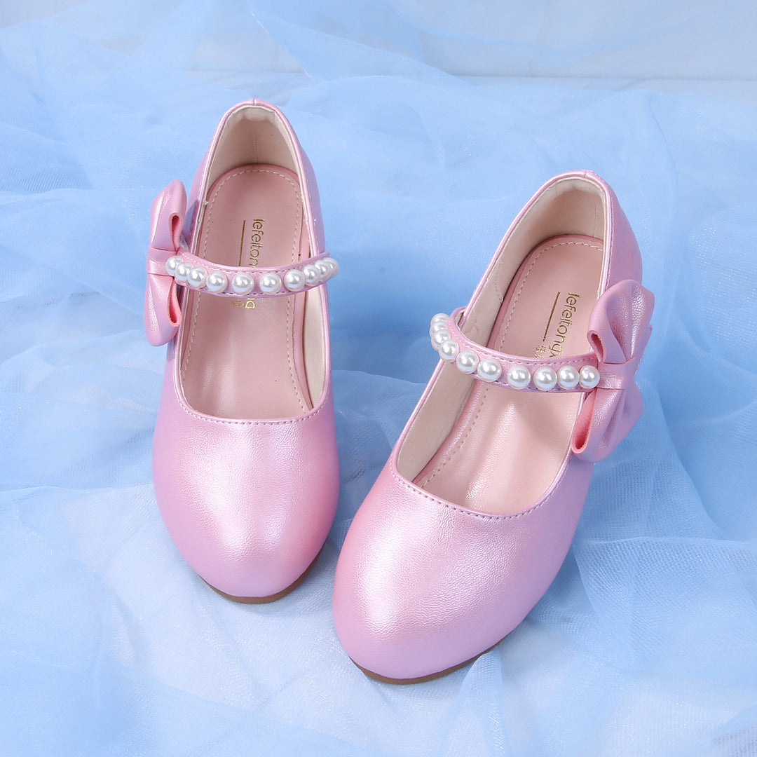 Girls elegant ballerinas with bow and pearl accents Mune Fashion